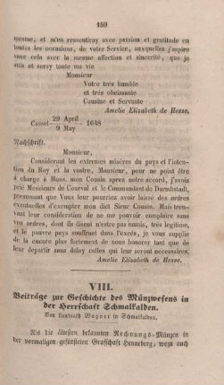 VIII. Beiträge zur Geschichte des Münzwesens in der Herrschaft Schmalkalden.