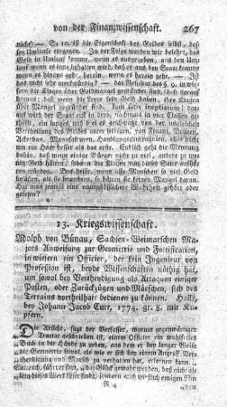 13. Kriegswissenschaft.