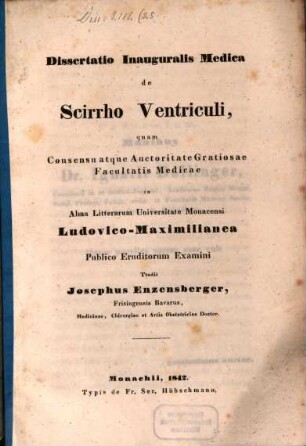 De scirrhoe ventriculi