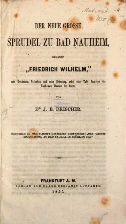 Der neue grosse Sprudel zu Bad Nauheim, genannt "Friedrich Wilhelm"