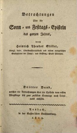 Predigtbuch zur häuslichen Erbauung. 2,3, Welcher die Betrachtungen über die Episteln vom ersten Pfingsttage bis zum zwölften Sonntage nach Trinitatis enthält