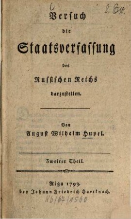 Versuch, die Staatsverfassung des Russischen Reichs darzustellen, 2