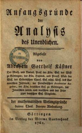 Anfangsgründe der Analysis endlicher Grössen, 2