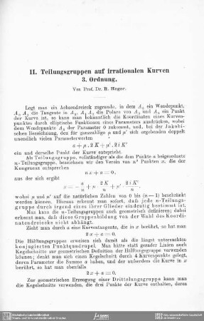 Teilungsgruppen auf irrationalen Kurven 3. Ordnung
