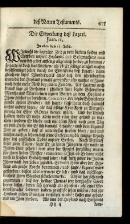 Die Erweckung deß Lazari. Joan. 11.