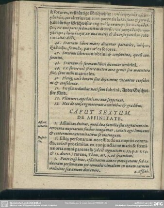 Caput Sextum. De Affinitate