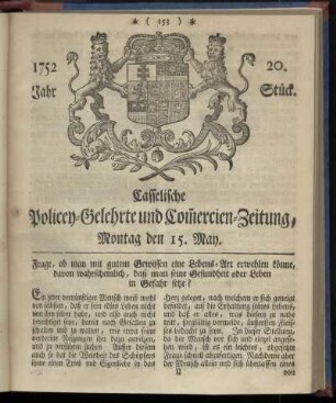 20. Stueck, Montag den 15. May 1752