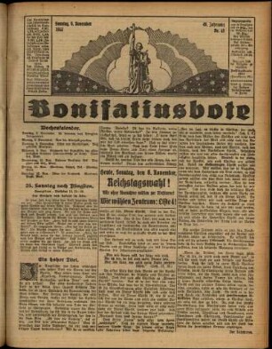 Erste Ausgabe vom Sonntag, den 06. November 1932.
