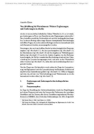 Von Abbildung bis Wortelement: Weitere Ergänzungen und Änderungen in elexiko