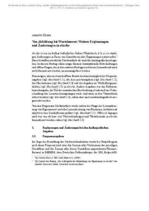 Von Abbildung bis Wortelement: Weitere Ergänzungen und Änderungen in elexiko