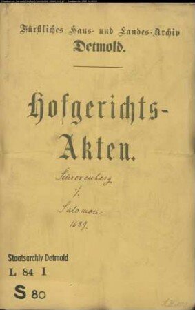 Schierenberg, Johann Christoph gegen Samson Salomon in Horn - Schuldforderung