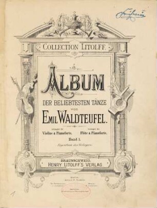 Album der beliebtesten Tänze : arrangirt für Flöte & Pianoforte, 1