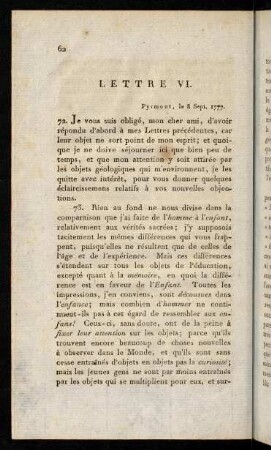 62-70, Lettre VI.