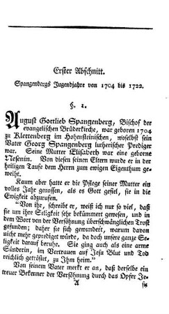 Spangenbergs Jugendjahre von 1704 bis 1722