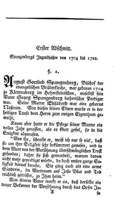 Spangenbergs Jugendjahre von 1704 bis 1722