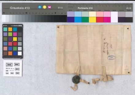 Dietrich von Wickede macht bekannt, daß ihm Abt Anton erlaubt hat, das Manngut Vridagsgut, gelegen zu Aplerbeck, zu verkaufen. Dietrich hat dem Abt dafür das Gut Barenbroick zu Sölde im Kirchspiel Aplerbeck (Appeldornbecke) angewiesen, daß er nun wieder als Mannlehen empfangen hat und weswegen er gehuldigt hat. - Es siegeln der Aussteller und der Drost zu Werden Jorien Asschebroick (Asschen-). - Gegeven ... des dinxdages na dem Sonnentage Letare.