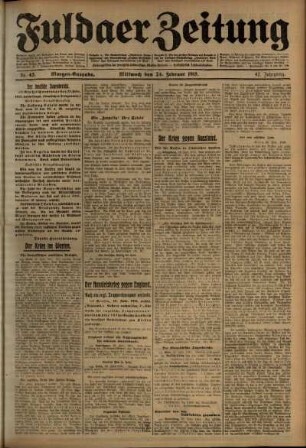 Erste Ausgabe vom Mittwoch, den 24. Februar 1915.