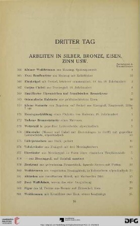 Arbeiten in Silber, Bronze, Eisen, Zinn usw. (Nr. 364-413)