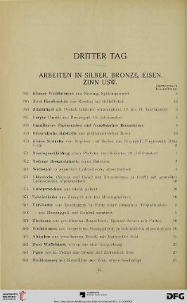 Arbeiten in Silber, Bronze, Eisen, Zinn usw. (Nr. 364-413)