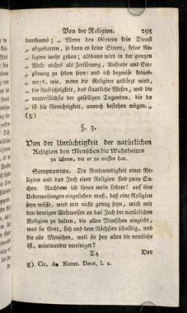 295-298, Sempronius. Die Nothwendigkeit einer Religion...