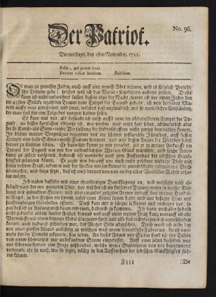 No. 96. Donnerstags, den 1sten November 1725