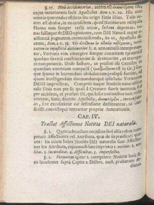 Cap. IV. Tractat Affectiones Notitiæ Dei naturalis.