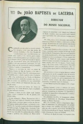 Dr. João Baptista de Lacerda : Director do Museu Nacional