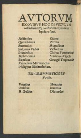 Autorum Ex Quibus Hoc Opusculum collectum atque conflatum est ...