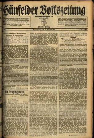 Ausgabe vom Donnerstag, den 11. August 1921.
