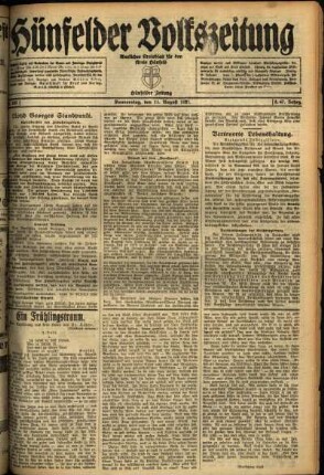 Ausgabe vom Donnerstag, den 11. August 1921.