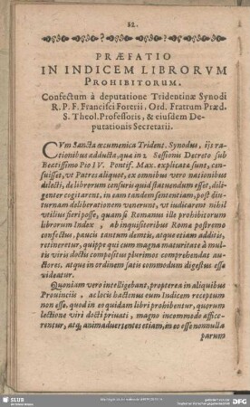 Praefatio In Indicem Librorum Prohibitorum