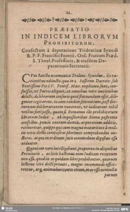 Praefatio In Indicem Librorum Prohibitorum