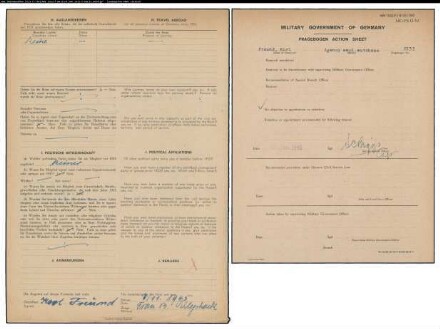 Entnazifizierung Karl Freund , geb. 04.09.1882 (Wachmann)