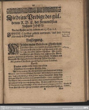 Die dritte Predigt des güldenen A. B. C. der fürnembsten Nahmen Jesu : dritte Predigt des güldenen A. B. C. der fürnembsten Nahmen Jesu