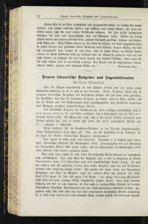 Neuere literarische Ratgeber und Jugendliteratur