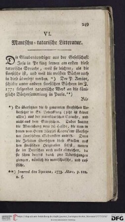 VI. Mantschu-tatarische Litteratur