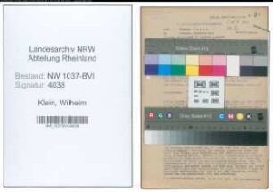 Entnazifizierung Wilhelm Klein , geb. 09.03.1897 (Elektriker)