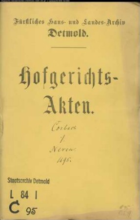 Corbach, Herbold aus Alverdissen gegen Neren (Niere) und Consort. aus Alverdissen