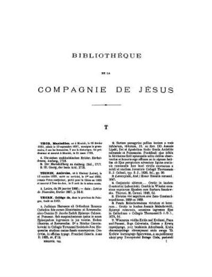 Bibliothèque de la Compagnie de Jésus T - Z
