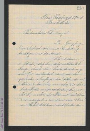 Brief von Marie Franke an Helene Lange