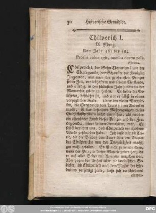 Chilperich I. IX König. Vom Jahr 561 bis 584.