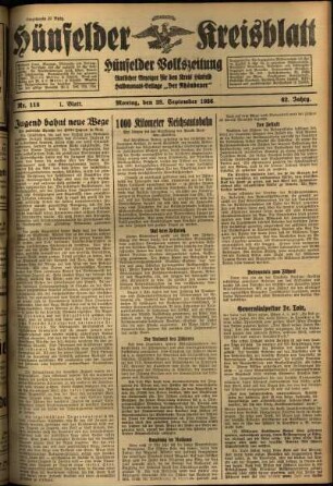Erste Ausgabe vom Montag, den 28. September 1936.
