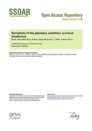 Symptoms of the planetary condition: a critical vocabulary