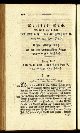 Erste Abtheilung bis auf den Westphälischen Frieden 1493-1648. (164. Jahre).