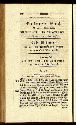 Erste Abtheilung bis auf den Westphälischen Frieden 1493-1648. (164. Jahre).