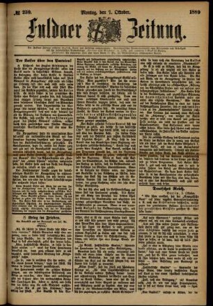 Ausgabe vom Montag, den 07. Oktober 1889.