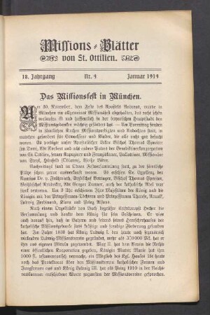 18. Jahrgang. Nr. 4. Januar 1914
