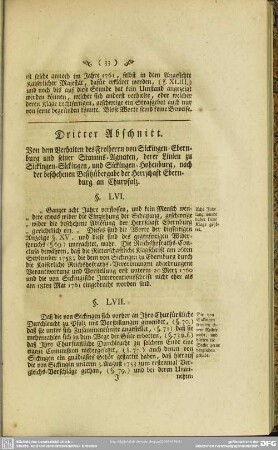 Dritter Abschnitt. Von dem Verhalten desFreiherrn von Sickingen-Ebernburg und seiner Stamms-Agnaten, derer Linien zu Sickingen-Sickingen, und Sickingen-Hohenburg, nach der beschehenen Besitzübergabe der Herrschaft Ebernburg an Churpfalz