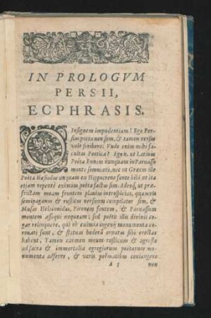 In Prologum Persii, Ecphrasis.