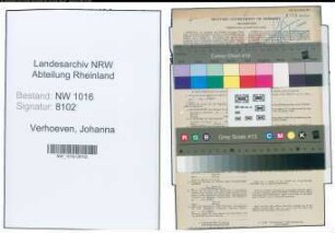 Entnazifizierung Johanna Verhoeven , geb. 04.10.1879 ()